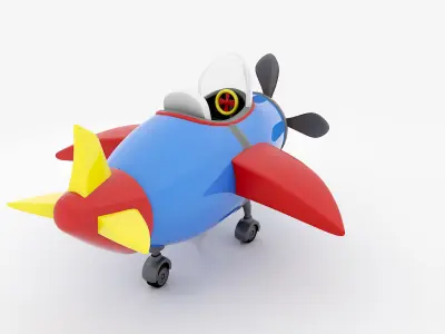 Cartoon Airplane Low-poly 3D model Low-poly 3D model