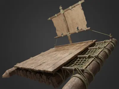 Wooden Raft 3D model