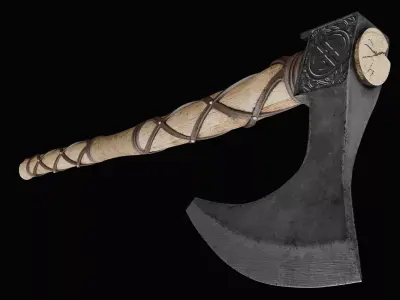 Viking Weapons Sword-Spear-Shield And Axe 3D model