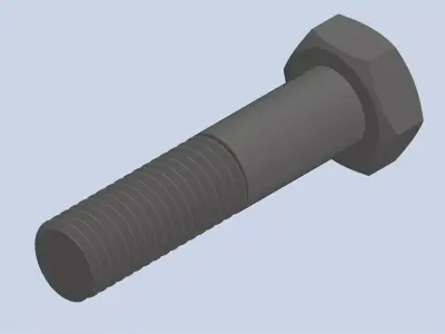 Bolt Partial Thread Hexagonal Head M14x60mm 3D model