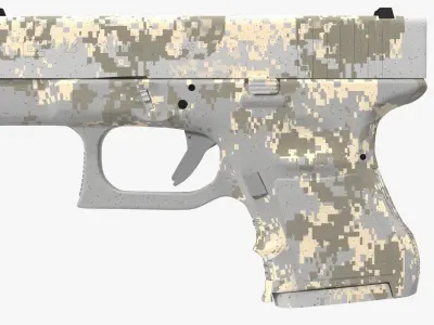 Glock 26 Camouflage Grey Low-poly 3D model