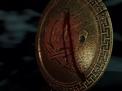 HopliteShield metal shield with blood Free low-poly 3D model