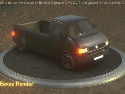 City Car 4 Commercial Pickup 3500 Type-C Black Low-poly 3D model