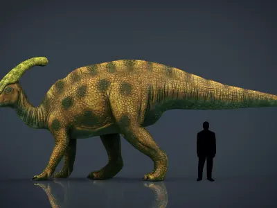 Tsintaosaurus dinosaur Low-poly 3D model