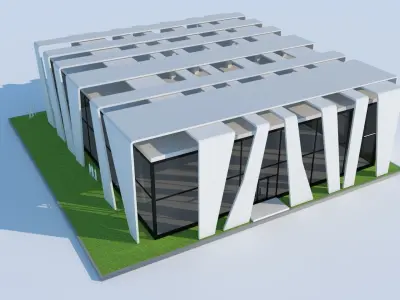 Exhibition interior and exterior Low-poly 3D model