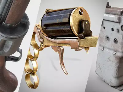 Strange Guns Collection Low-poly 3D model