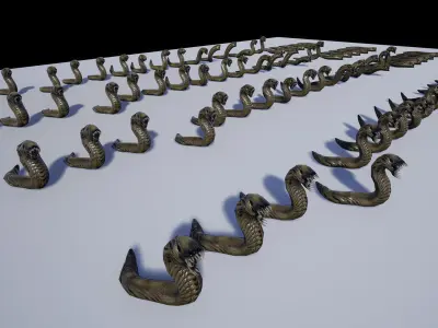 Slimy Worms Collection Low-poly 3D model