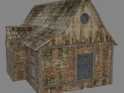 Medieval House low poly 3d model Low-poly 3D model