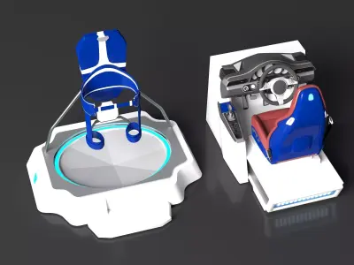 Modern VR Treadmill and Racing Simulator Pack 3D model