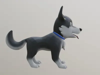 Husky Dog - Lowpoly Low-poly 3D model
