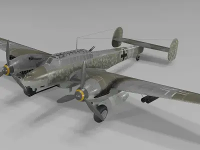 Messerschmitt Bf 110 G-2 Heavy Fighter Low-poly 3D model