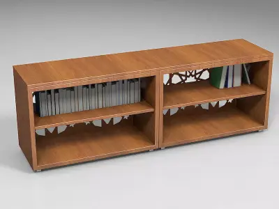 Chest wooden bookcase with books Free 3D model