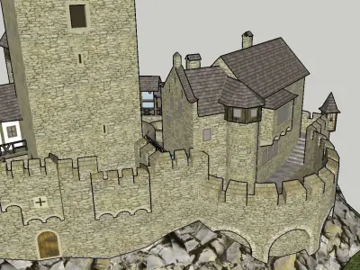 Medieval Castle VR - AR - low-poly - Papercraft model Low-poly 3D model