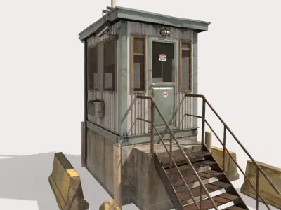 Security Booth With Roadblocks 3D model