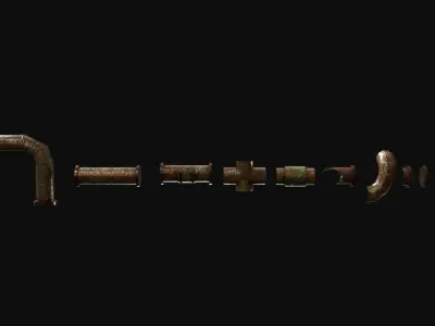 Lead Rusty Plumber Pipes Free low-poly 3D model