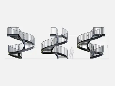 Industrial Spiral Stairs Low-poly 3D model