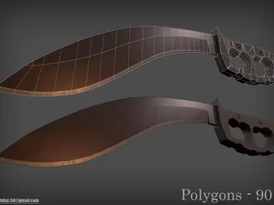 Set Machetes Kukri Low-poly 3D model