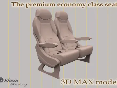 The premium economy class seat 3D model