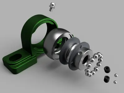 UPC 201 type 12mm Pillow Block Bearing 3D model