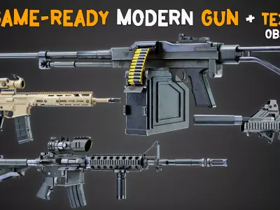 20 Modern Gun and 4K Texture    Vol 11   Low-poly 3D model