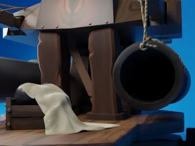 Rigged Cartoon Turret Stylized 3D model