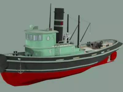Old Fishing Boat B Low Poly 3D Model Low-poly 3D model