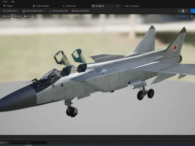 Rigged Mig-31Foxhound with Cockpit Low-poly 3D model