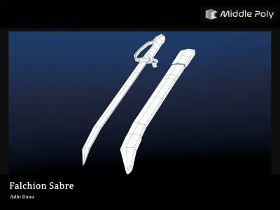 Falchion Sabre Low-poly 3D model