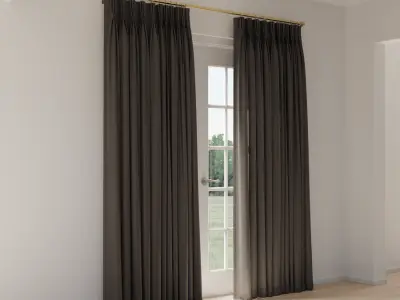  Pinch Pleat Partly Open Curtains Model, Grey 