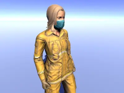 Biohazard Female - animated rigged Female Low-poly 3D model