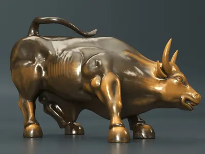 Wall Street Charging Bull Sculpture 3D model