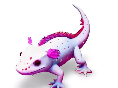 Stylized Pink Lizard 3D Model Low-poly 3D model