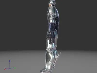 Robocop silver robot suit Low-poly 3D model