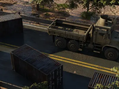 Road side Container with truck scene 3D model