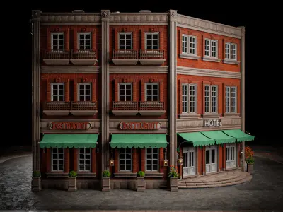 URBAN BUILDING OLD HORROR 5 Low-poly 3D model