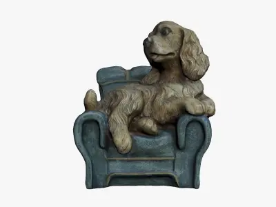 Cute Dog Statue Low-poly 3D model
