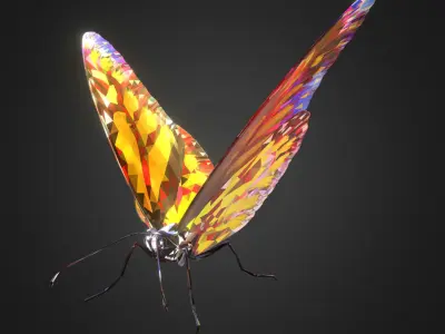 Batterfly Yellow Low Polygon Art Insect Low-poly 3D model