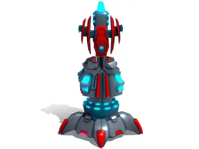 Robotic Automatic Laser Cannon Low-poly 3D model