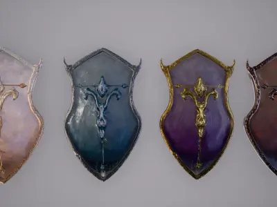 Fantasy Shields Low-poly 3D model
