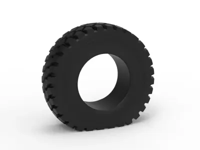Offroad tire 75 deflated Scale 1 to 25 3D print model