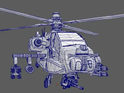 apache attack helicopter ah 64 Low-poly 3D model