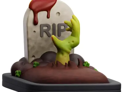 Zombie Hand Tombstone 3D Icon Low-poly 3D model