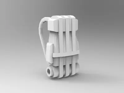 Sci-Fi Carbon Fiber Backpack - Character Design Low-poly 3D model