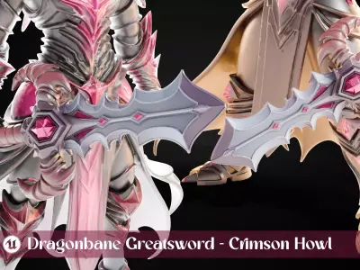 Stylized Sword - Dragonbane Greatsword Crimson Howl - Game Ready 3D model