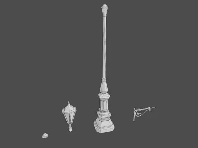 Victorian street lamp Low-poly 3D model