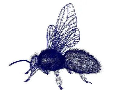 bee 3d model fur 3D model