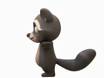 Cartoon Raccoon Low-poly 3D model