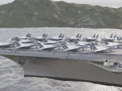 USS nimitz cvn 68 with interior 3D model