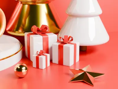 Festive 2026 Holiday 3D scene Free low-poly 3D model