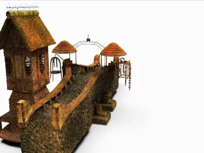 Medieval Stone Bridge High Poly 3D model